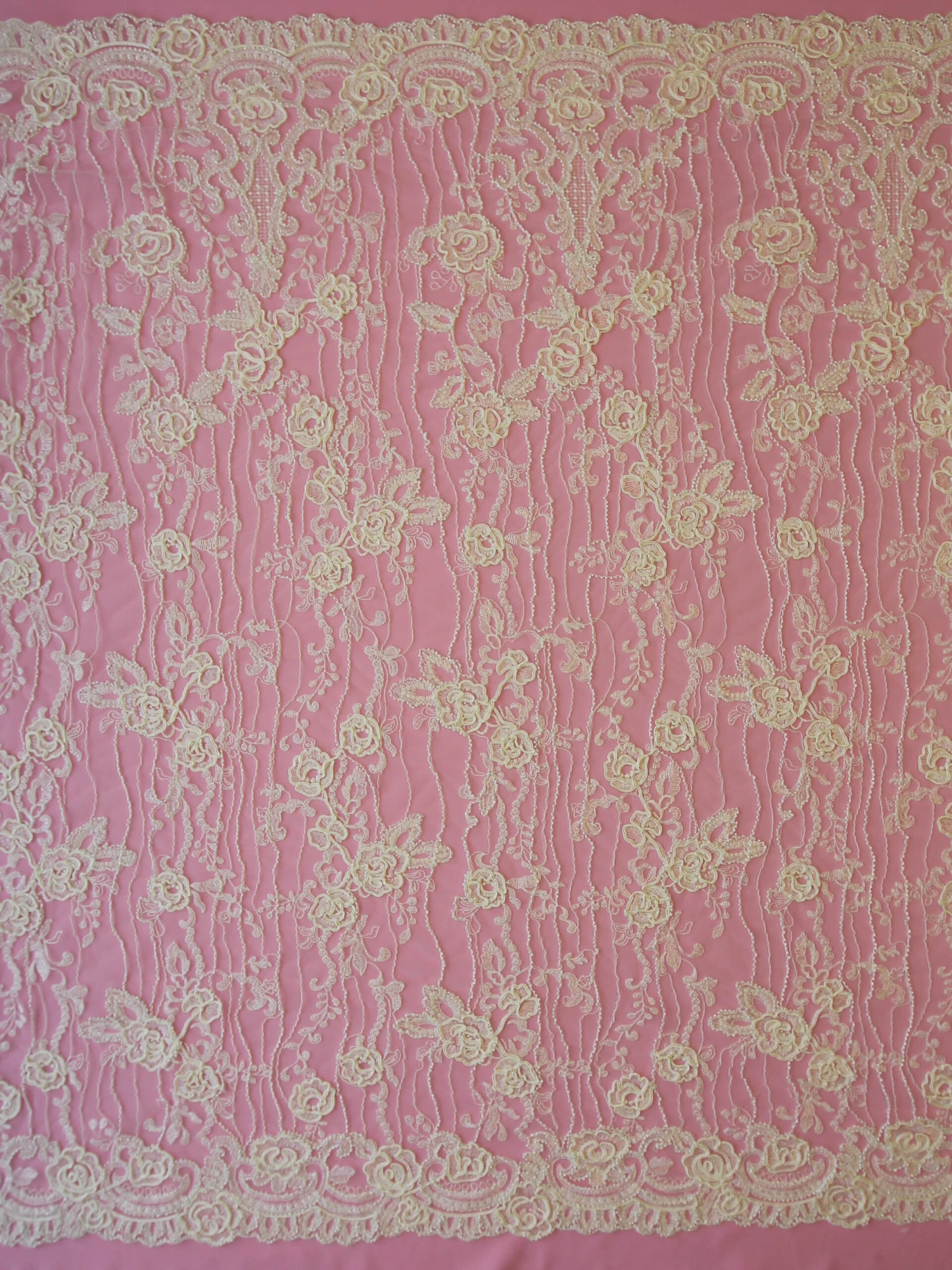 Ivory Corded And Beaded Lace – Rochelle 7 Ivory Corded And Beaded Lace – Rochelle - Image 5