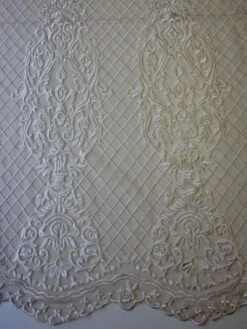 Champagne Embroidered Lace - Victory -Elegance in Lace ivory embroidery on nude tulle victory
