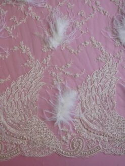 Ivory Beaded With White Feathers Lace - Chantelle -Elegance in Lace ivory lace chantelle
