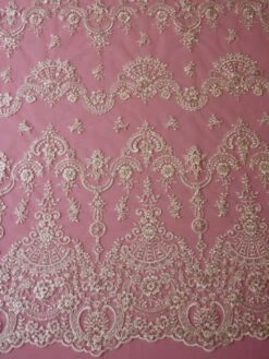 Ivory Embroidered Lace - Ruby -Elegance in Lace ivory sequinned embroidery lace ruby