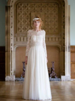 Ivory Chantilly Lace - Jemima -Elegance in Lace jemimafront