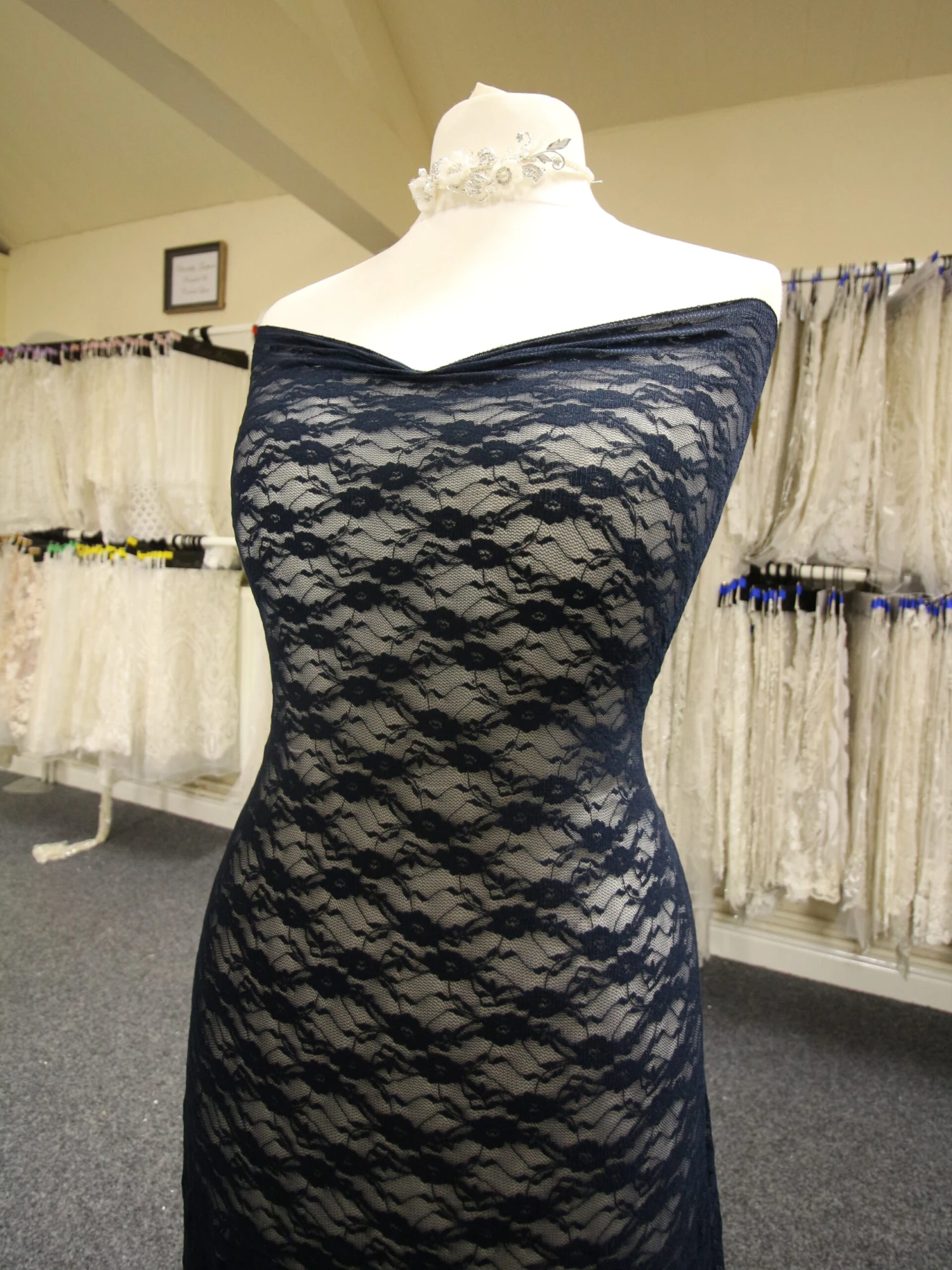 Midnight Blue Stretch Lace - Yvonne 5 Midnight Blue Stretch Lace - Yvonne - Image 3