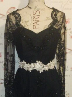 Black Beaded And Corded Lace - Alexandra 15 Black Beaded And Corded Lace - Alexandra -Elegance in Lace petunia trim