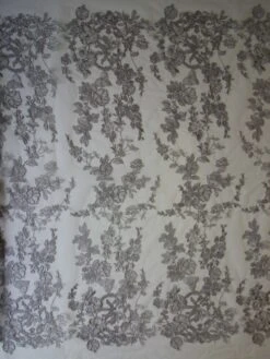 Pewter Grey Embroidery Lace - Garbo -Elegance in Lace pewter lace garbo full width