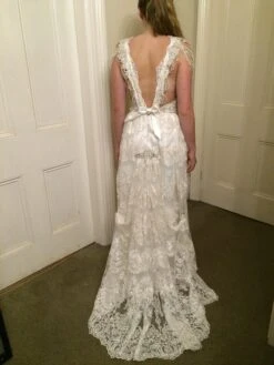 Ivory Beaded Lace - Bella 24 Ivory Beaded Lace - Bella -Elegance in Lace reverse view of a dress using bella lace