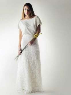 Ivory Corded Lace – Dawn -Elegance in Lace skirt made using dawn lace