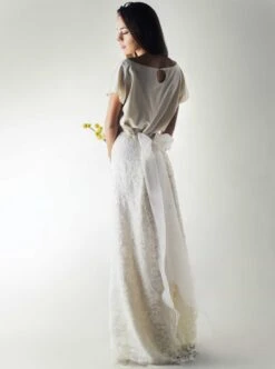 Ivory Corded Lace – Dawn -Elegance in Lace skirt made using dawn lace rear