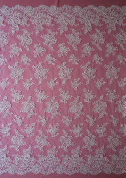 White Beaded Lace - Victoria -Elegance in Lace white beaded and corded lace victoria full width