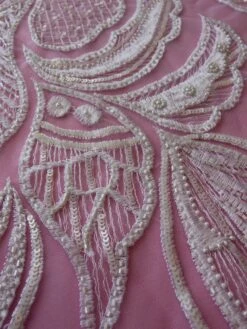 White Beaded Lace - Bridget 19 White Beaded Lace - Bridget -Elegance in Lace white beaded embroidery lace bridget close up