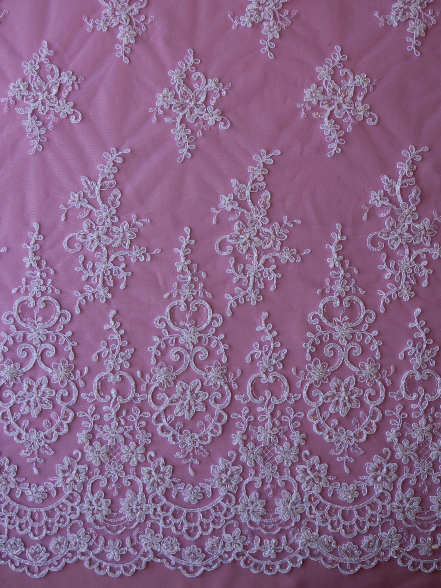 White Beaded Lace - Alexandra 5 White Beaded Lace - Alexandra - Image 3