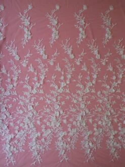 White Embroidered 3D Lace - Abiona 19 White Embroidered 3D Lace - Abiona -Elegance in Lace white embroidered lace abiona full width