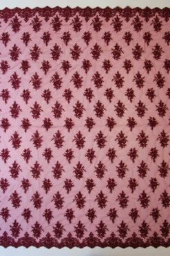 Wine Corded Lace - Janis 13 Wine Corded Lace - Janis -Elegance in Lace wine embroidery lace janis full width